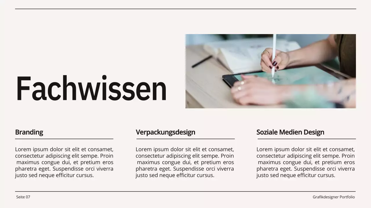 Beige und Schwarz Minimal Grafik Designer Portfolio