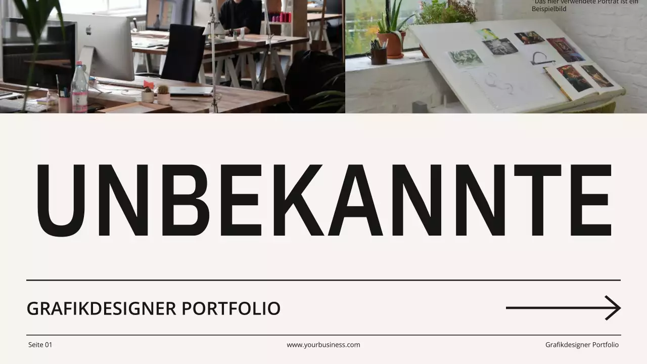 Beige und Schwarz Minimal Grafik Designer Portfolio