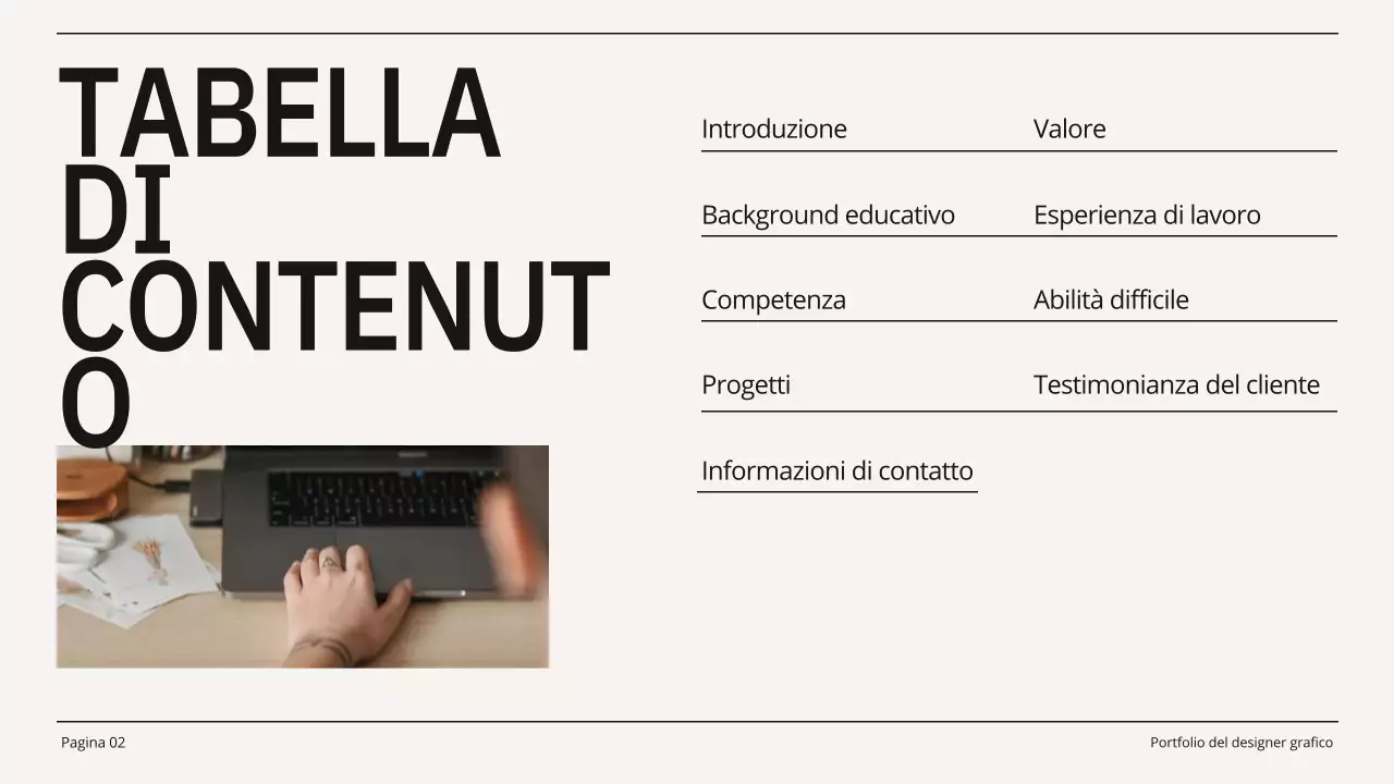 Portafoglio di designer grafico minimalista beige e nero