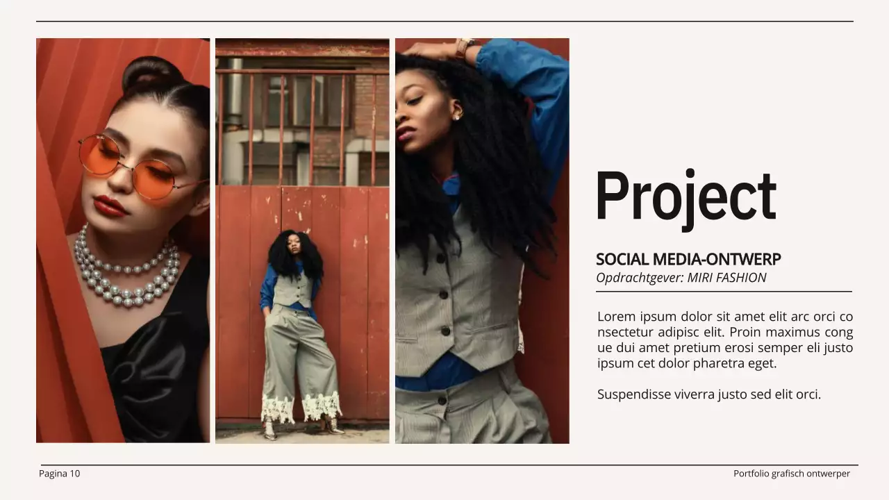 Beige en zwart minimalistisch grafisch ontwerp portfolio