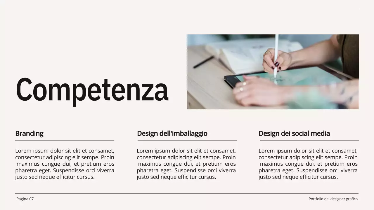 Portafoglio di designer grafico minimalista beige e nero