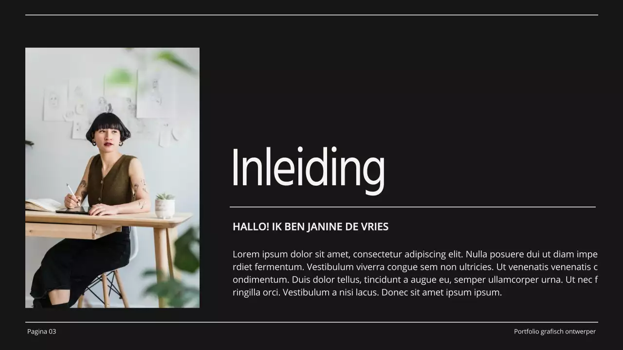 Beige en zwart minimalistisch grafisch ontwerp portfolio