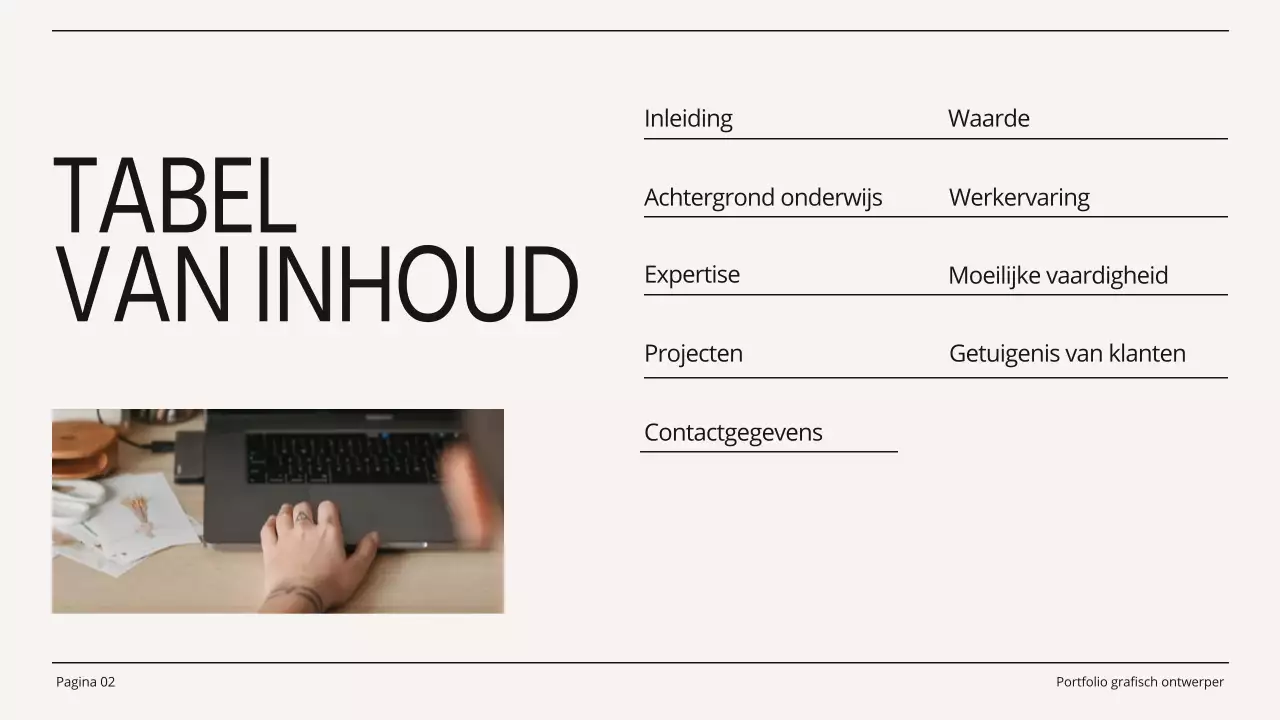 Beige en zwart minimalistisch grafisch ontwerp portfolio