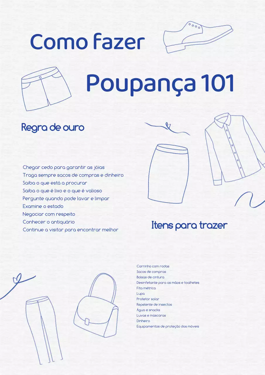 Azul e branco Guia simples de sugestões de poupança