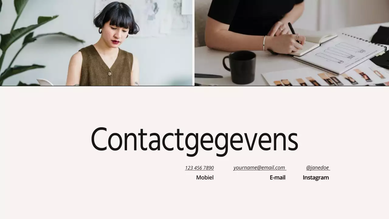 Beige en zwart minimalistisch grafisch ontwerp portfolio