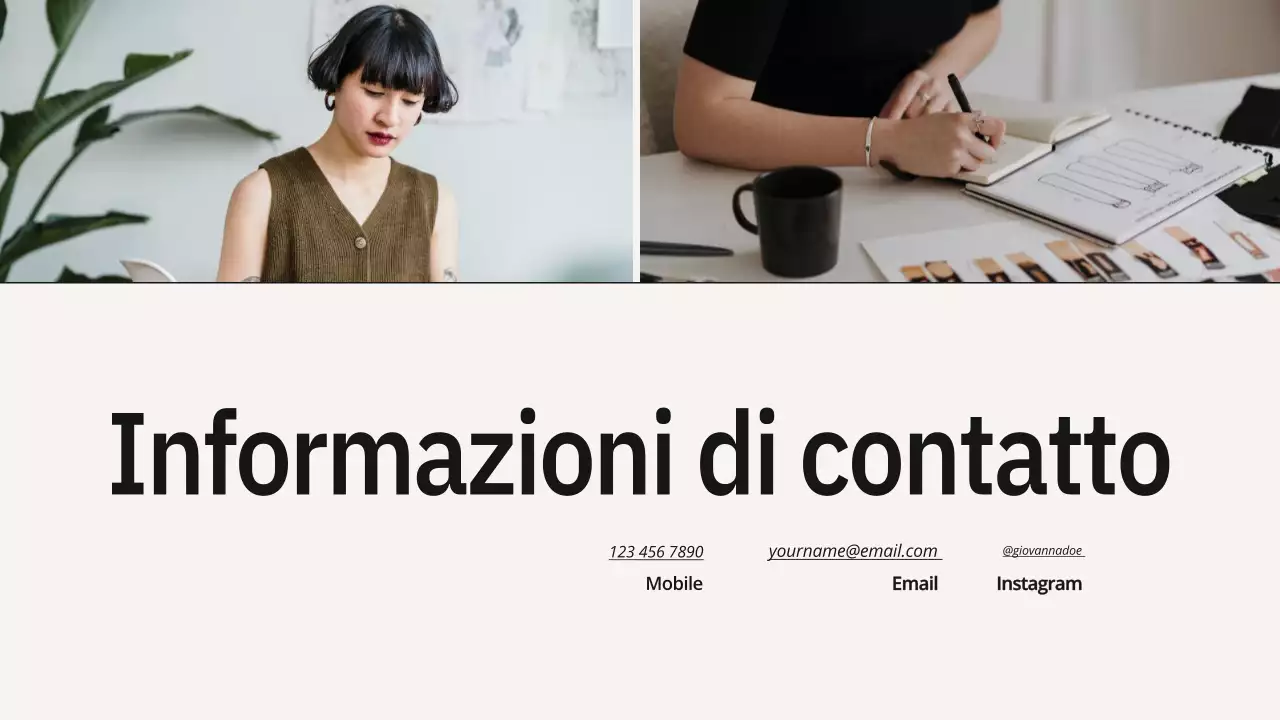 Portafoglio di designer grafico minimalista beige e nero