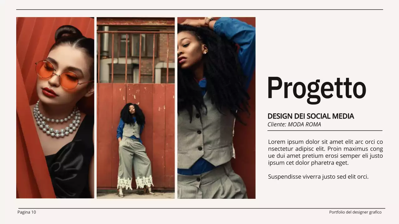 Portafoglio di designer grafico minimalista beige e nero