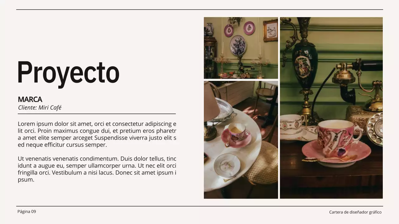 Cartera de diseño gráfico minimalista en beige y negro