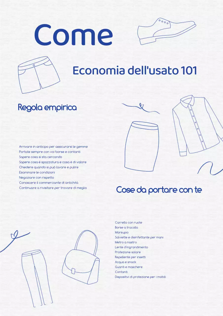 Guida all'usato semplice in bianco e blu