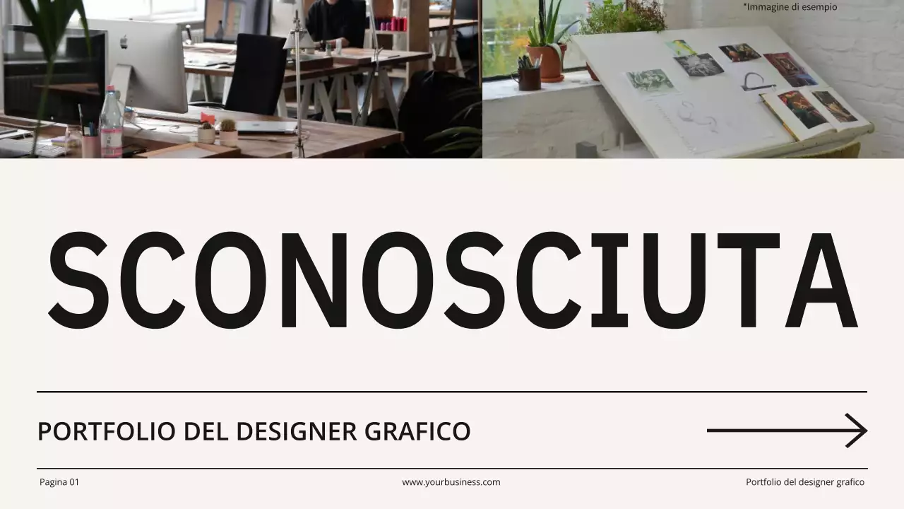 Portafoglio di designer grafico minimalista beige e nero