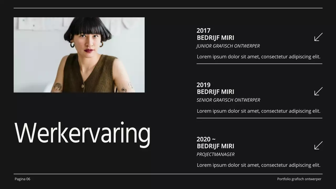 Beige en zwart minimalistisch grafisch ontwerp portfolio