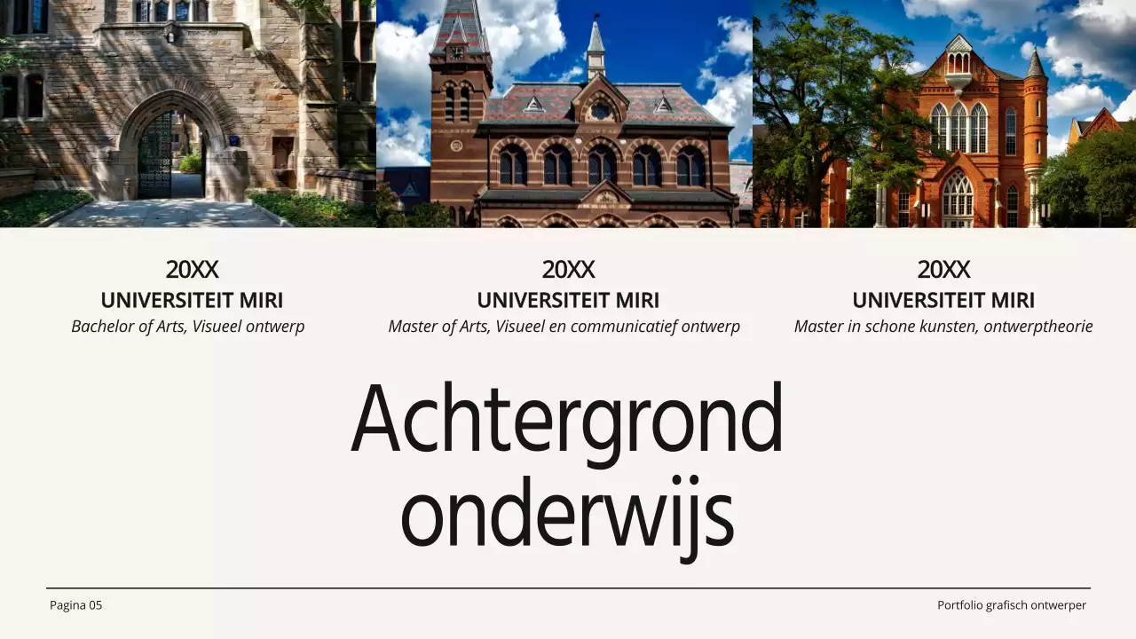 Beige en zwart minimalistisch grafisch ontwerp portfolio