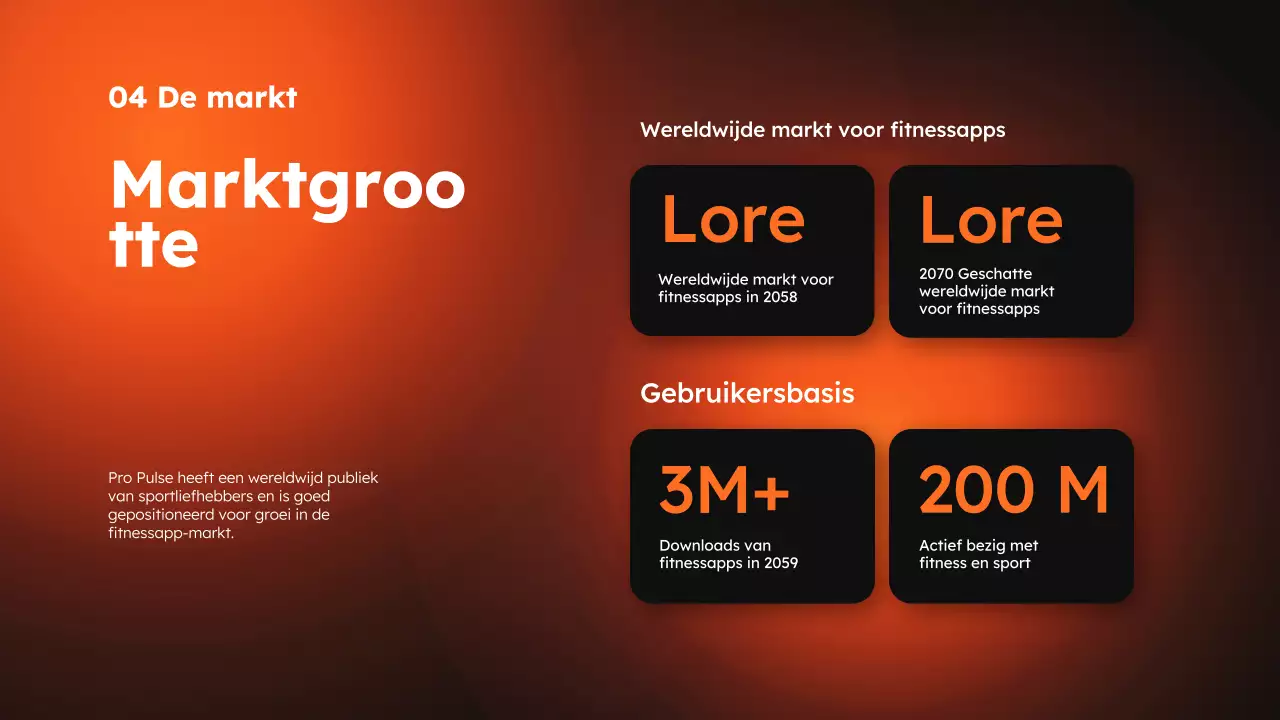 Oranje en Zwart Moderne Sport en Fitness App Product Pitch