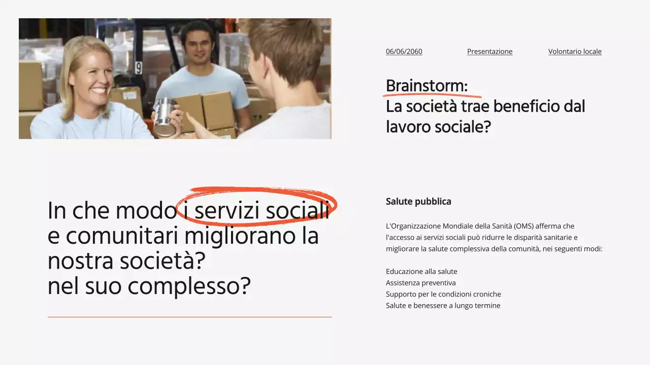 Arancione Promozione minima del programma di opportunità di volontariato locale