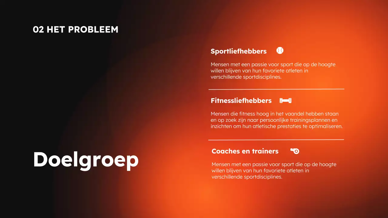 Oranje en Zwart Moderne Sport en Fitness App Product Pitch