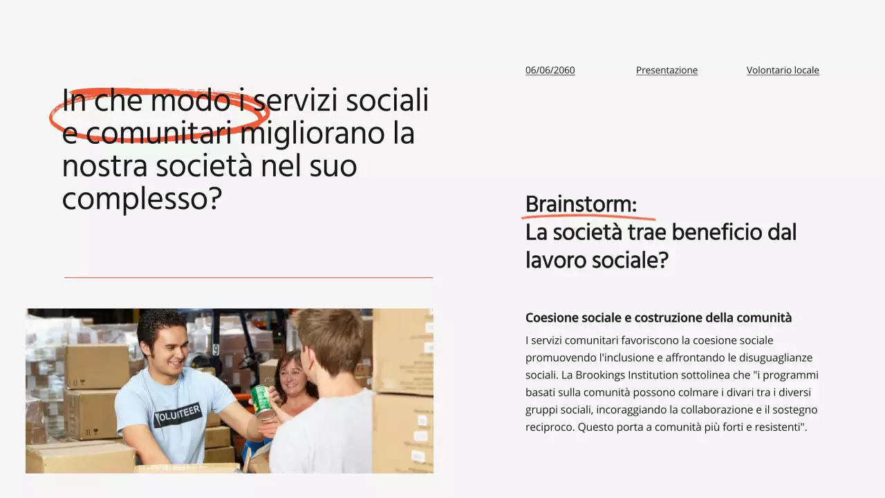 Arancione Promozione minima del programma di opportunità di volontariato locale