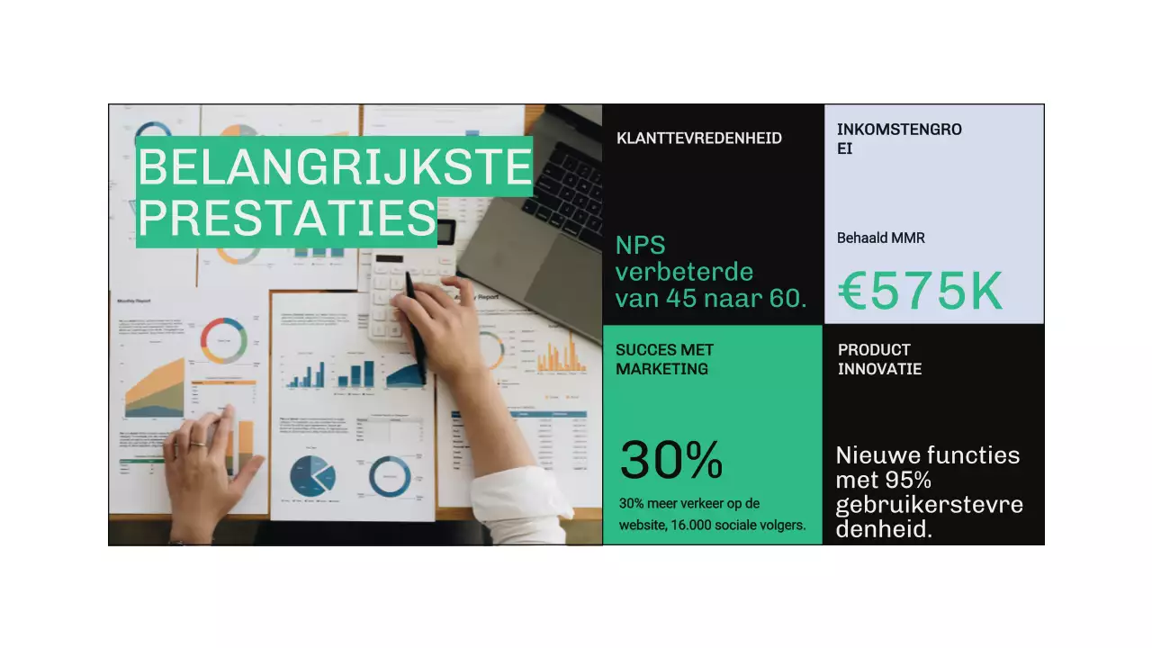 Groen en blauw modern OKR-rapport