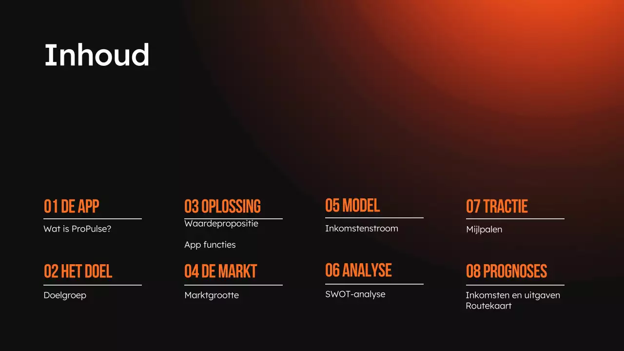 Oranje en Zwart Moderne Sport en Fitness App Product Pitch