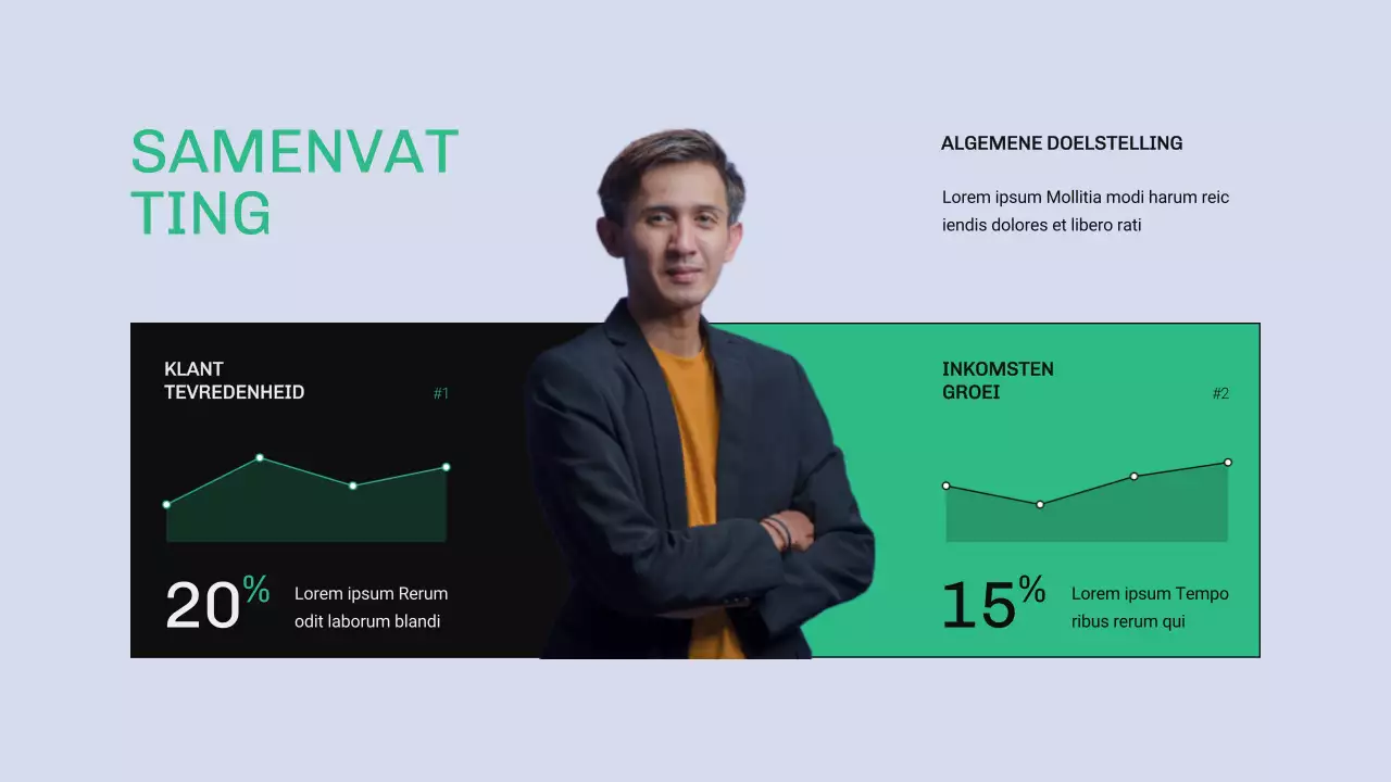 Groen en blauw modern OKR-rapport