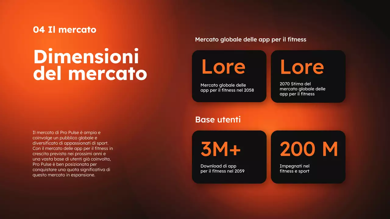 App moderna per lo sport e il fitness arancione e nera Presentazione del prodotto
