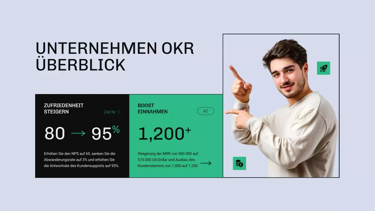 Grüner und blauer moderner OKR-Bericht