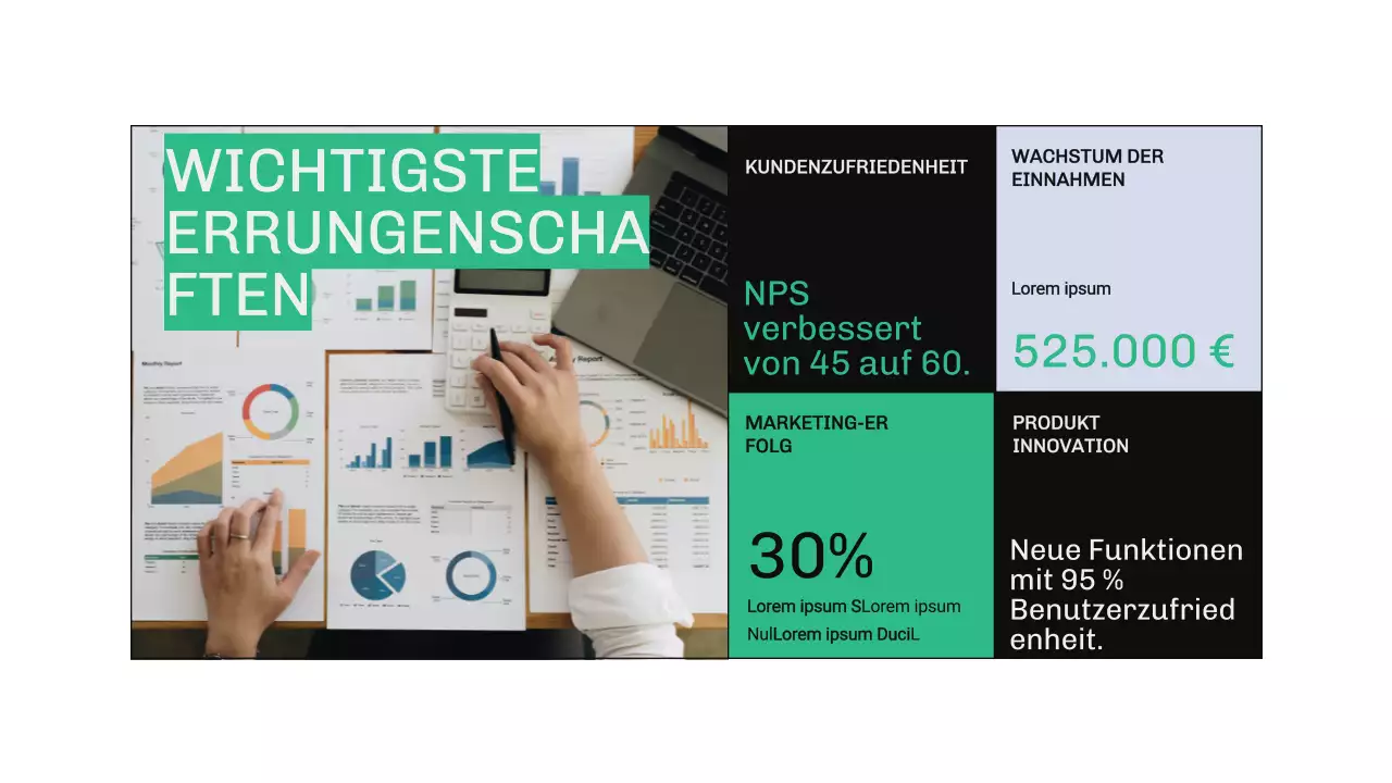 Grüner und blauer moderner OKR-Bericht