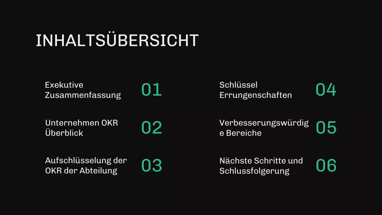 Grüner und blauer moderner OKR-Bericht