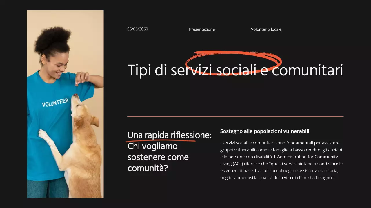 Arancione Promozione minima del programma di opportunità di volontariato locale