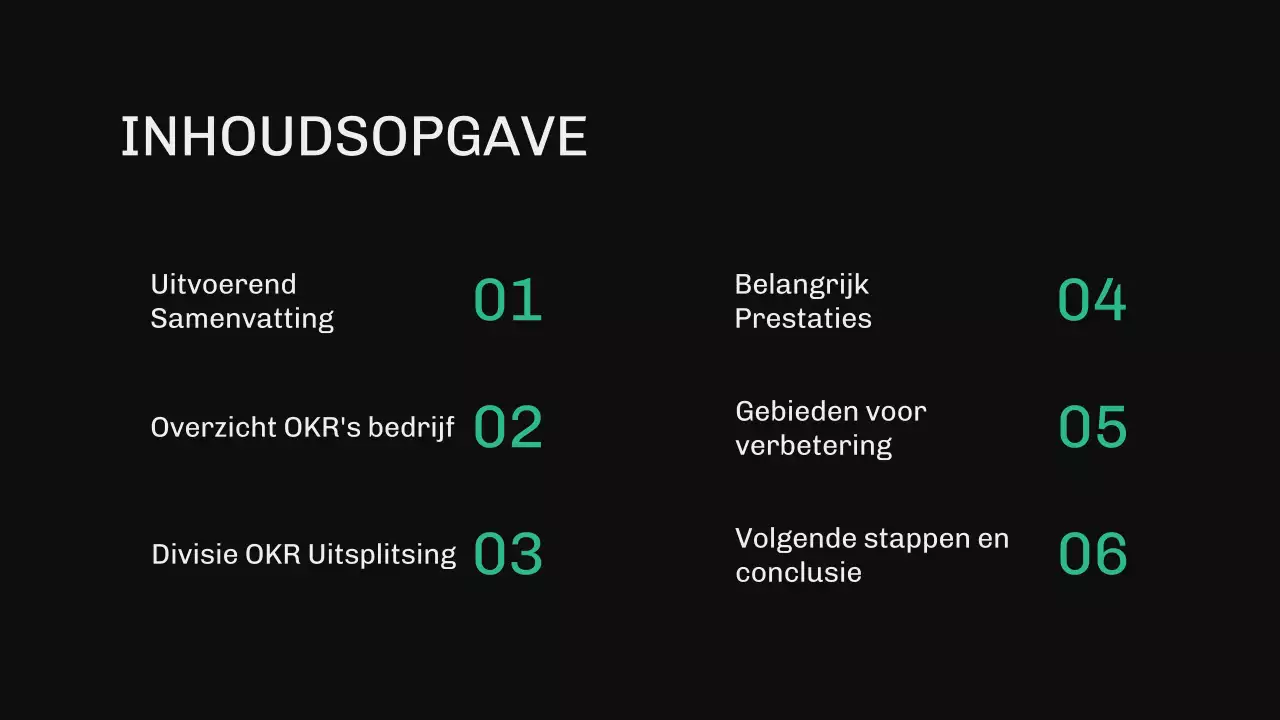 Groen en blauw modern OKR-rapport