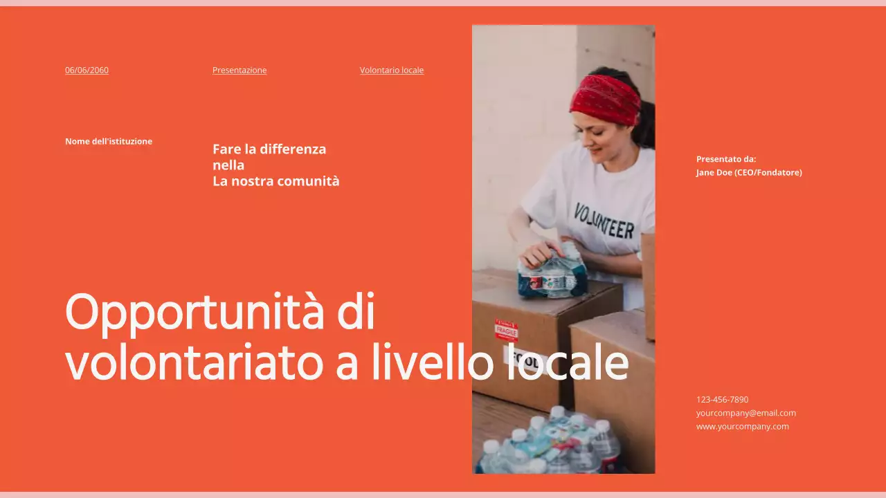 Arancione Promozione minima del programma di opportunità di volontariato locale