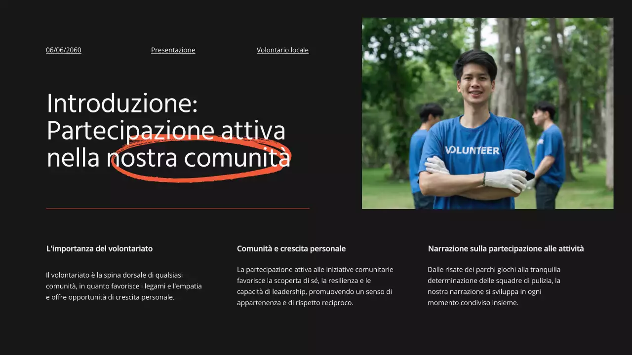 Arancione Promozione minima del programma di opportunità di volontariato locale