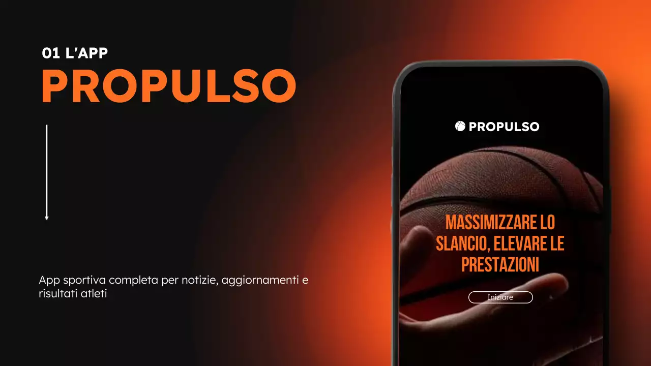 App moderna per lo sport e il fitness arancione e nera Presentazione del prodotto