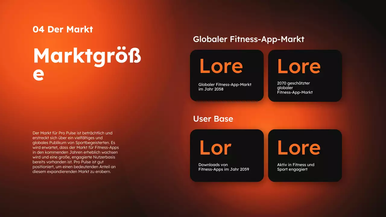 Orange-schwarze moderne Sport- und Fitness-App Produktpräsentation