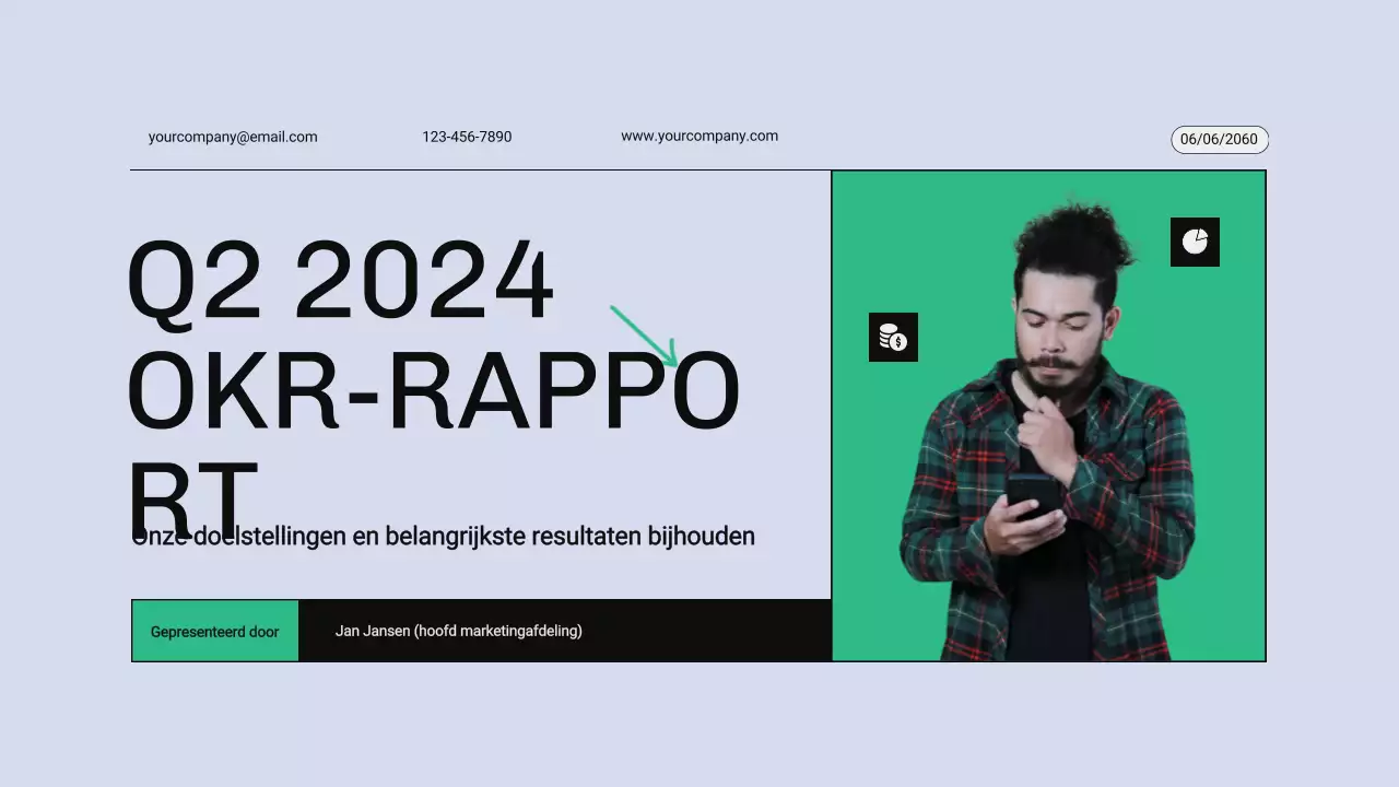 Groen en blauw modern OKR-rapport