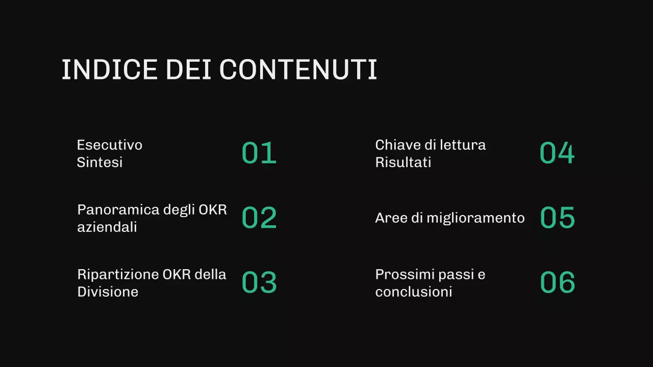 Rapporto OKR moderno verde e blu