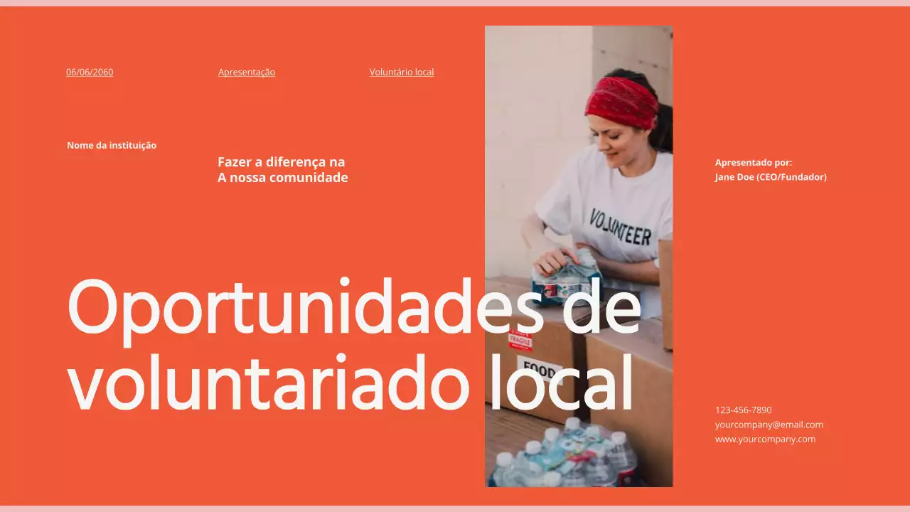Laranja Promoção do programa de oportunidades de voluntariado local mínimo