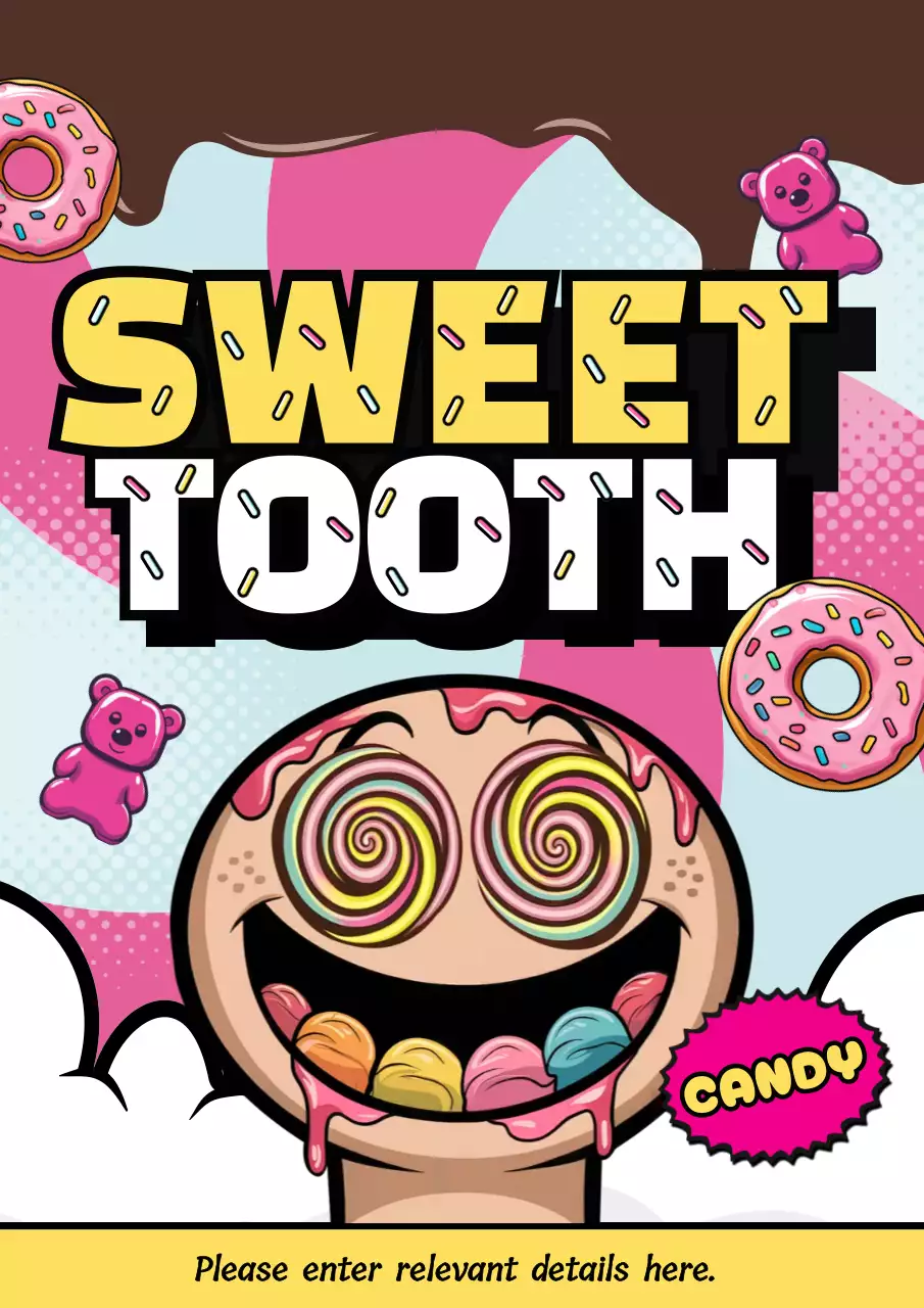 Colorful Comic Candy Advertisement Poster