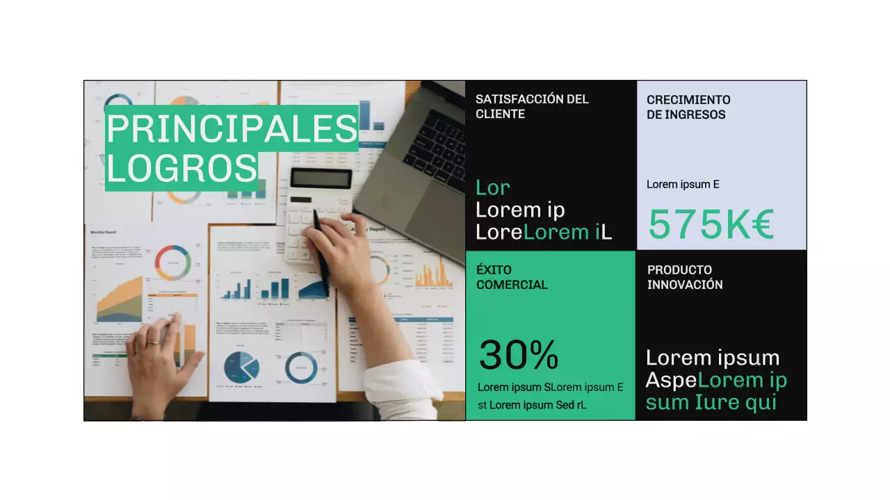 Informe OKR Verde y Azul Moderno