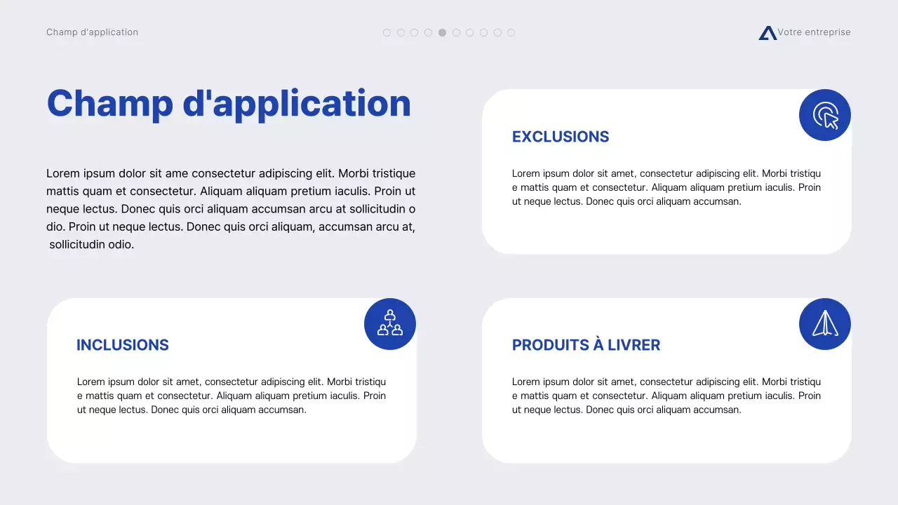 Proposition de projet minimale moderne, grise et bleue