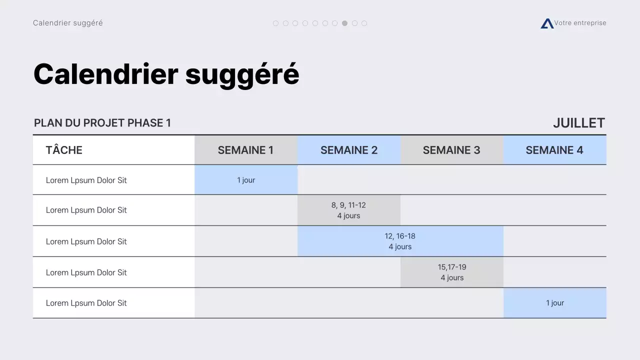 Proposition de projet minimale moderne, grise et bleue