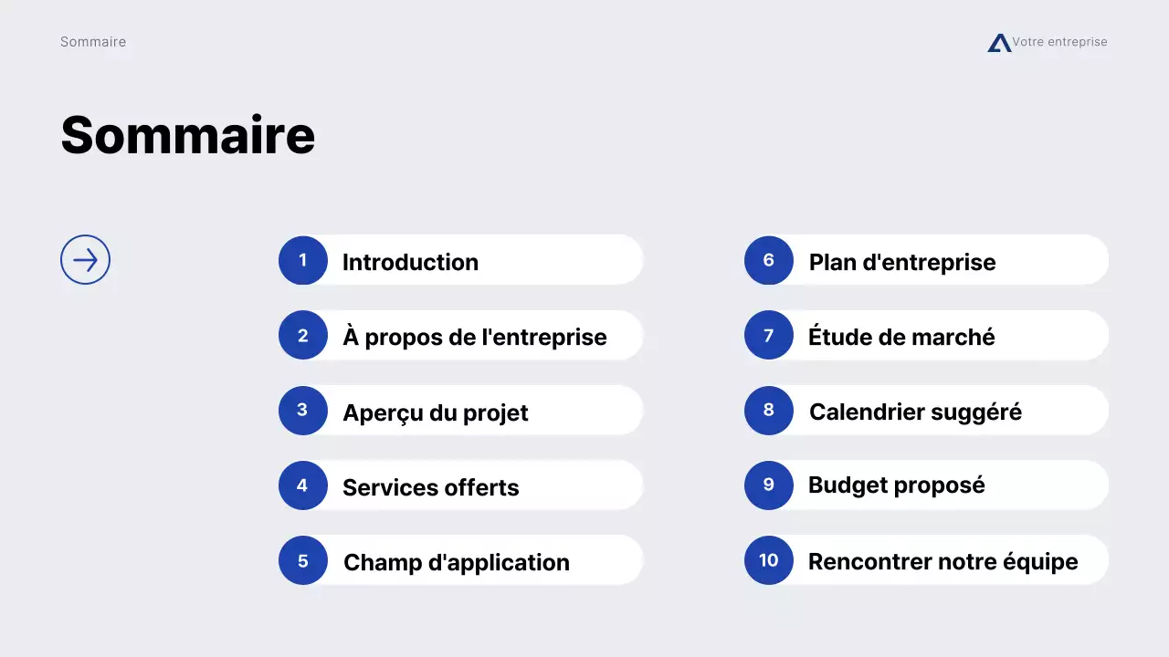 Proposition de projet minimale moderne, grise et bleue