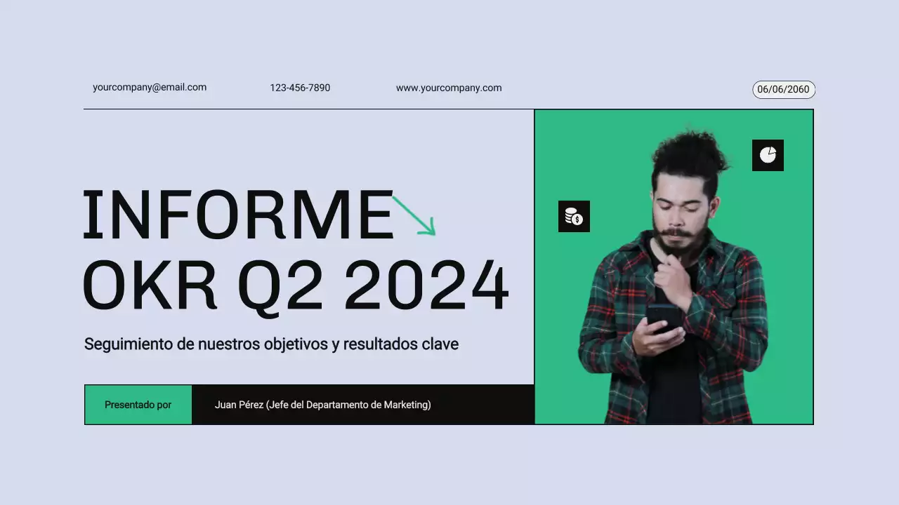 Informe OKR Verde y Azul Moderno