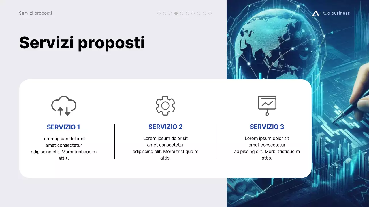 Proposta di progetto minimalista moderna grigia e blu