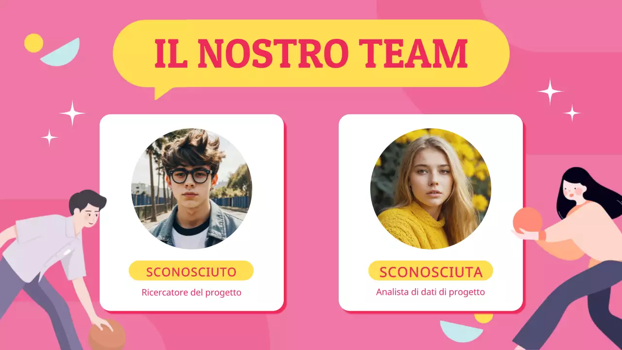 Materiale di classe per il progetto di gruppo in grassetto blu e rosa