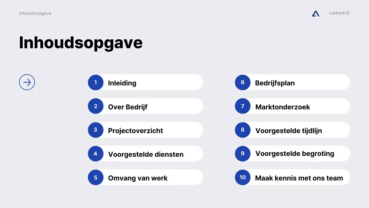 Grijs en Blauw Modern Minimaal Projectvoorstel