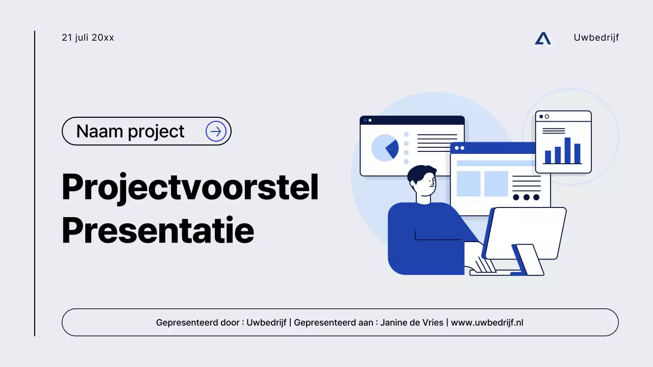 Grijs en Blauw Modern Minimaal Projectvoorstel