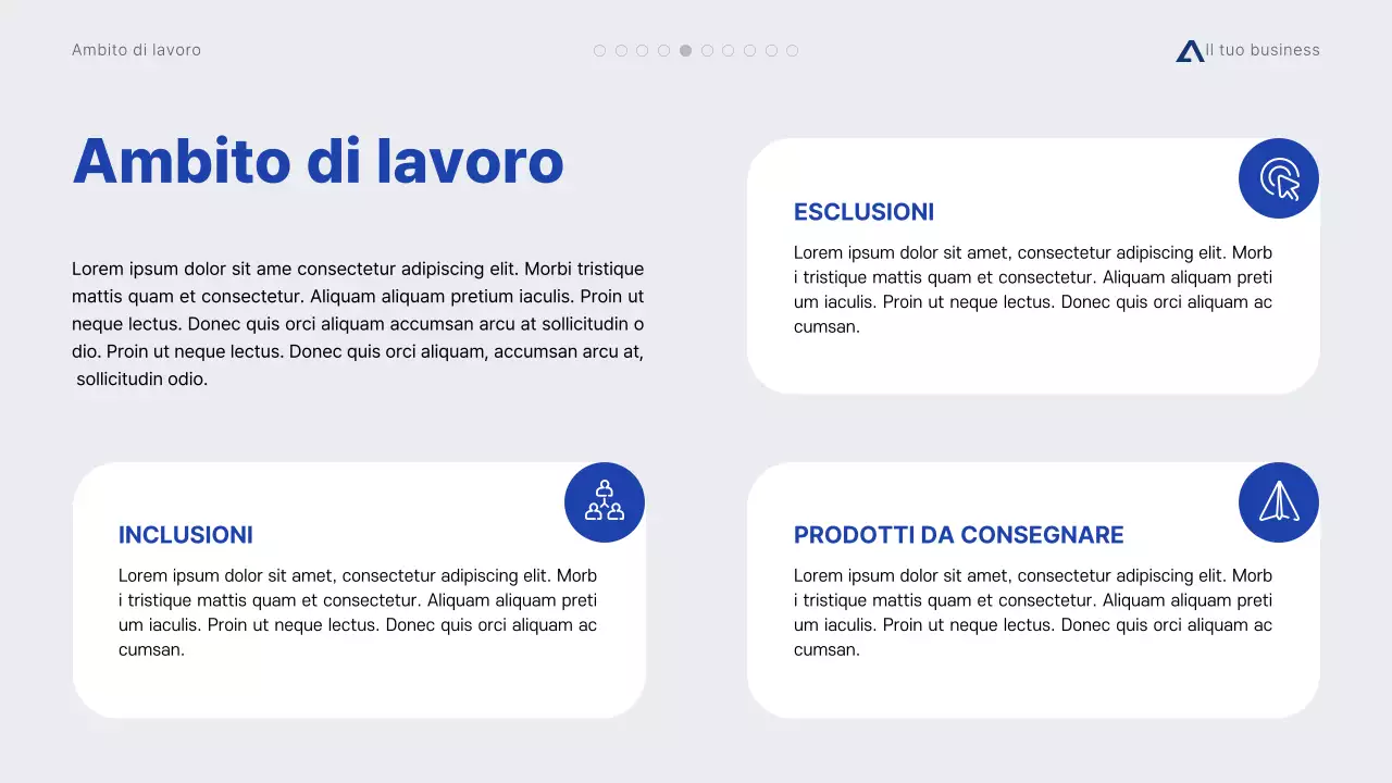 Proposta di progetto minimalista moderna grigia e blu