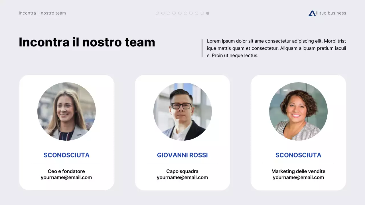 Proposta di progetto minimalista moderna grigia e blu