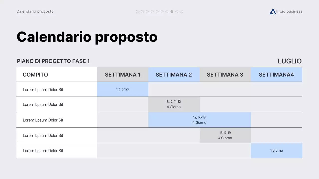 Proposta di progetto minimalista moderna grigia e blu