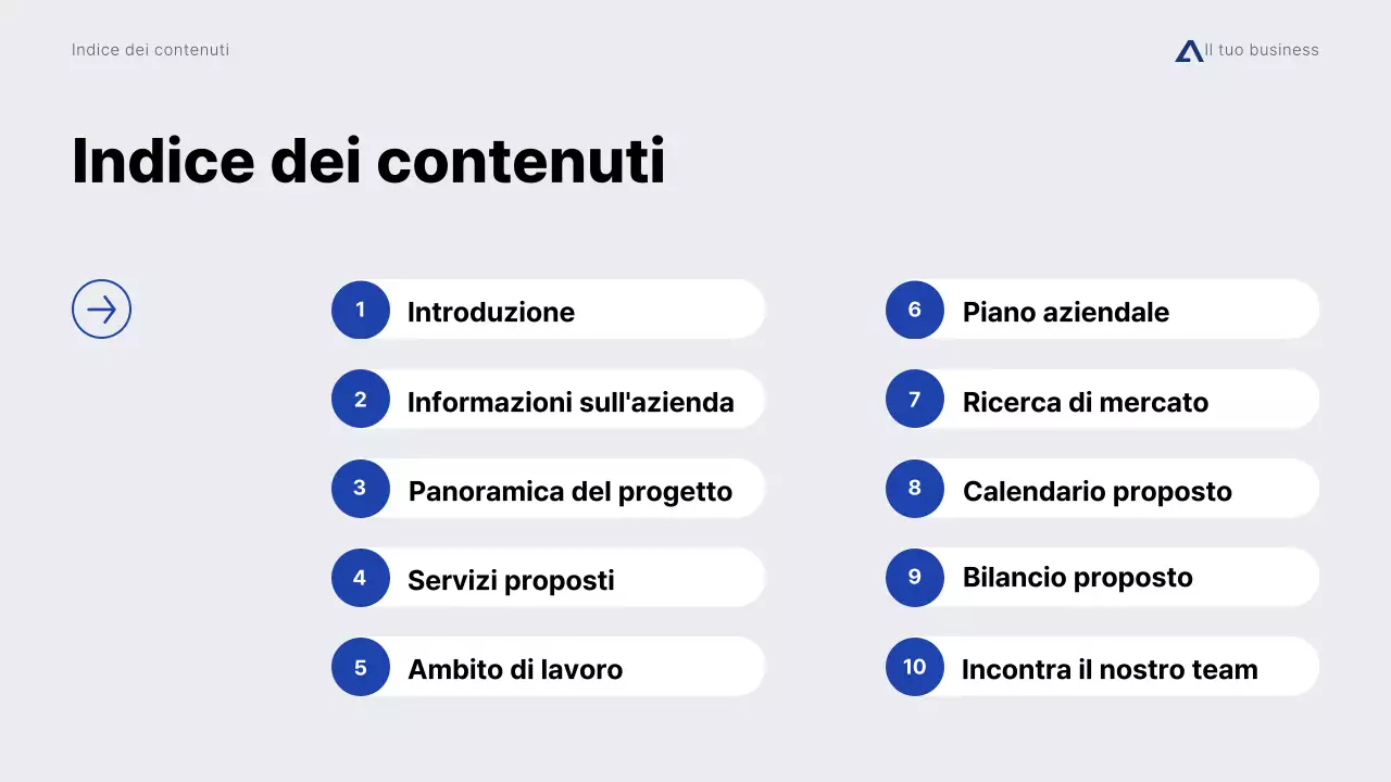 Proposta di progetto minimalista moderna grigia e blu